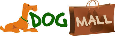 Logo dogmall :: Logo dogmall.de. Orange dog on the left, green the word Dog, on the right a brown bag with the word Mall.