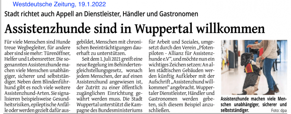 Newspaper article about Wuppertal