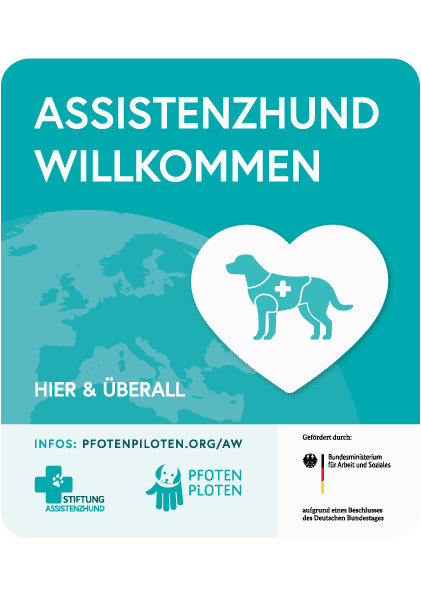 Assistance Dog Welcome Sticker from Pfotenpiloten